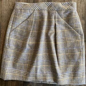 J. Crew 100% Wool Checkered Mini Skirt Size 0